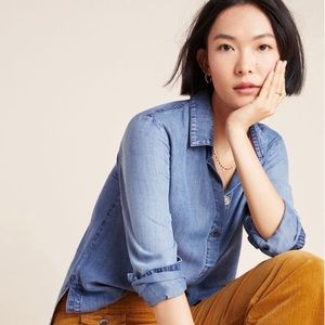 Anthropologie Cloth & Stone Elsa Chambray Top